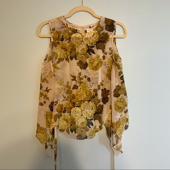 Robert Rodriguez Floral Print Drape Back Silk Top - Picture 4 of 7